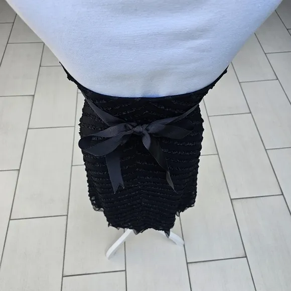 🆑️ Alexia Admor New York Cocktail Dress Black Halter Lace Drop Waist Bow Mini S