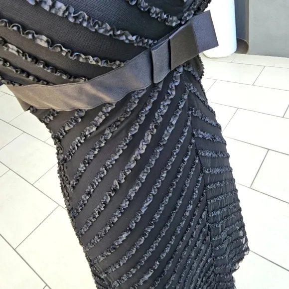 🆑️ Alexia Admor New York Cocktail Dress Black Halter Lace Drop Waist Bow Mini S