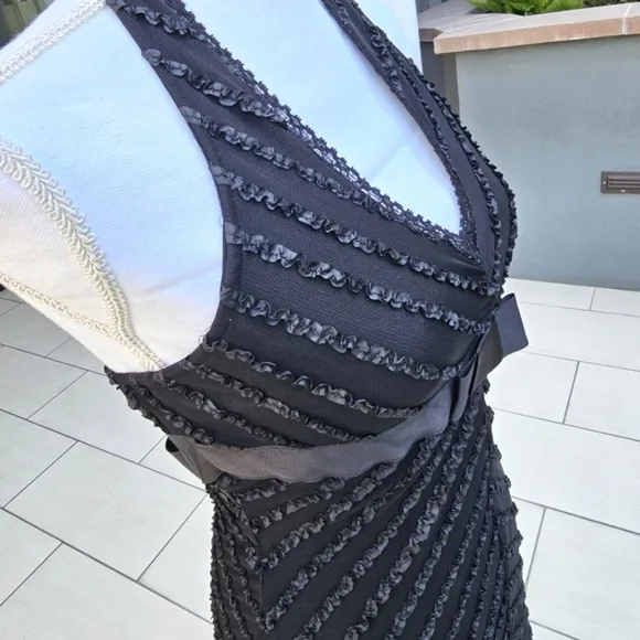 🆑️ Alexia Admor New York Cocktail Dress Black Halter Lace Drop Waist Bow Mini S