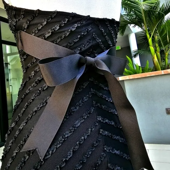 🆑️ Alexia Admor New York Cocktail Dress Black Halter Lace Drop Waist Bow Mini S