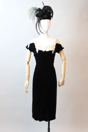 1950s DOROTHY O'HARA velvet lace dress small | new fall