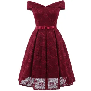 1950s Women's Vintage Dresses Red Off the Shoulder Dress
