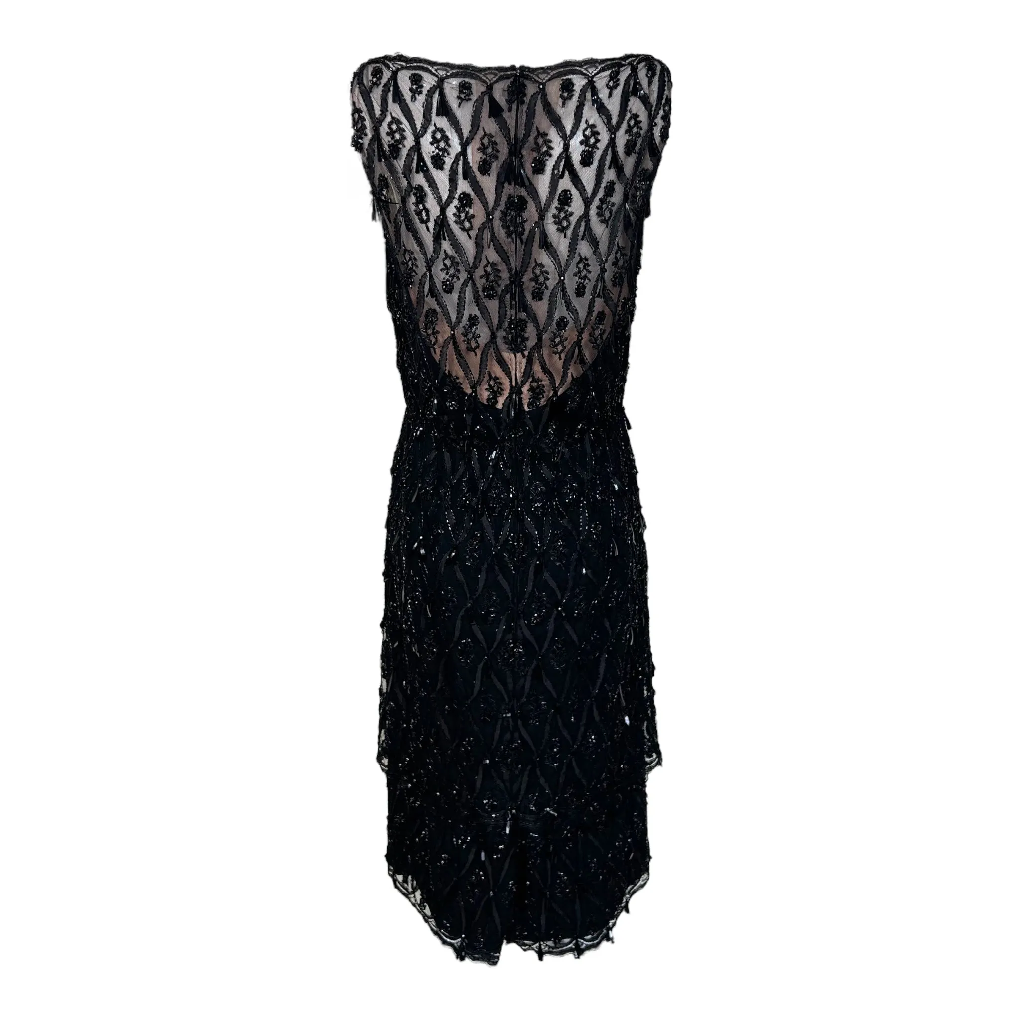 1960's Little Black Beaded Party Dress