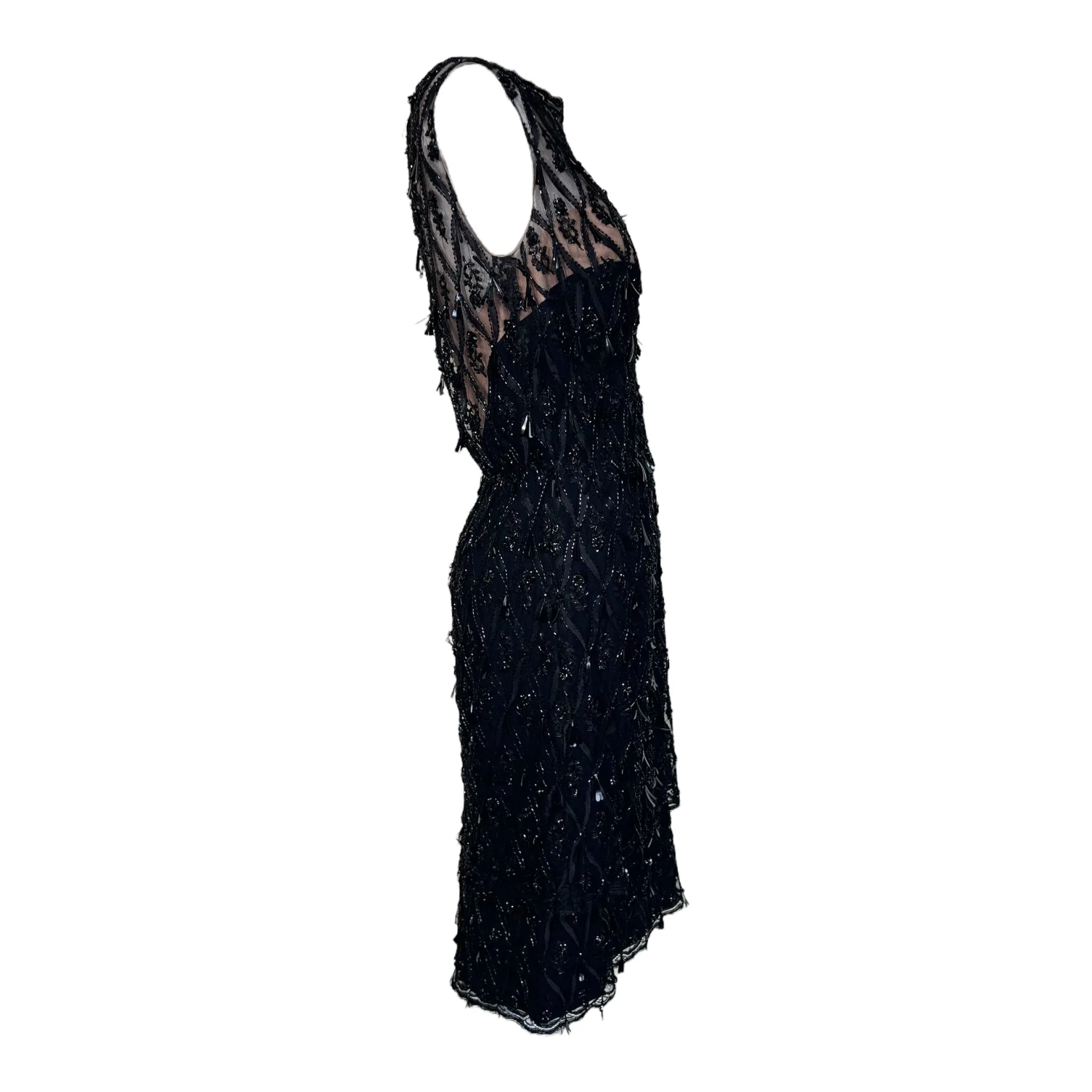 1960's Little Black Beaded Party Dress