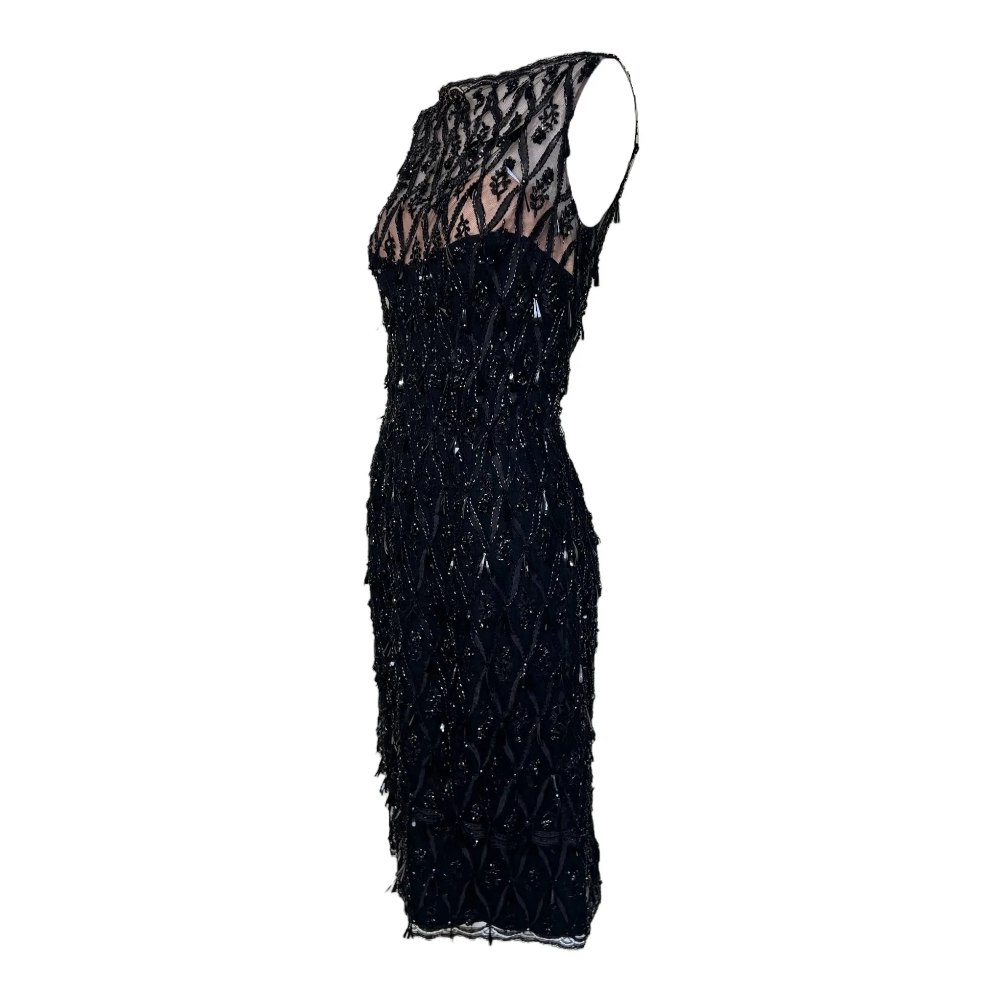 1960's Little Black Beaded Party Dress