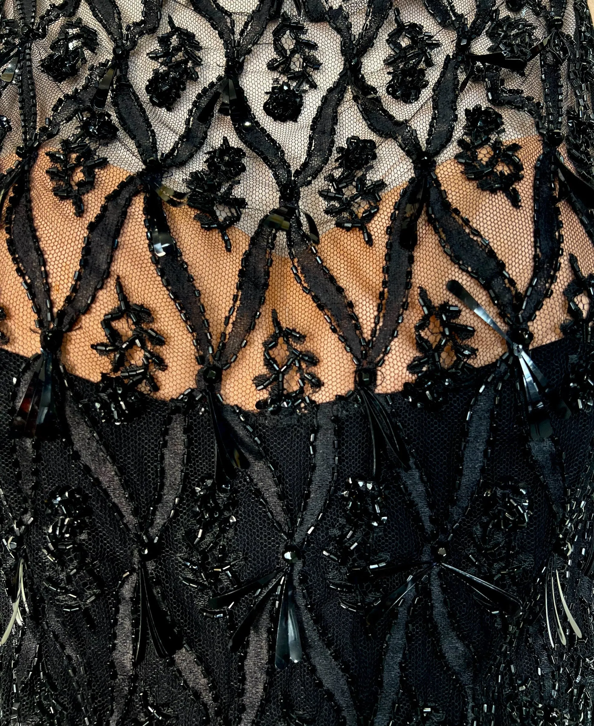 1960's Little Black Beaded Party Dress