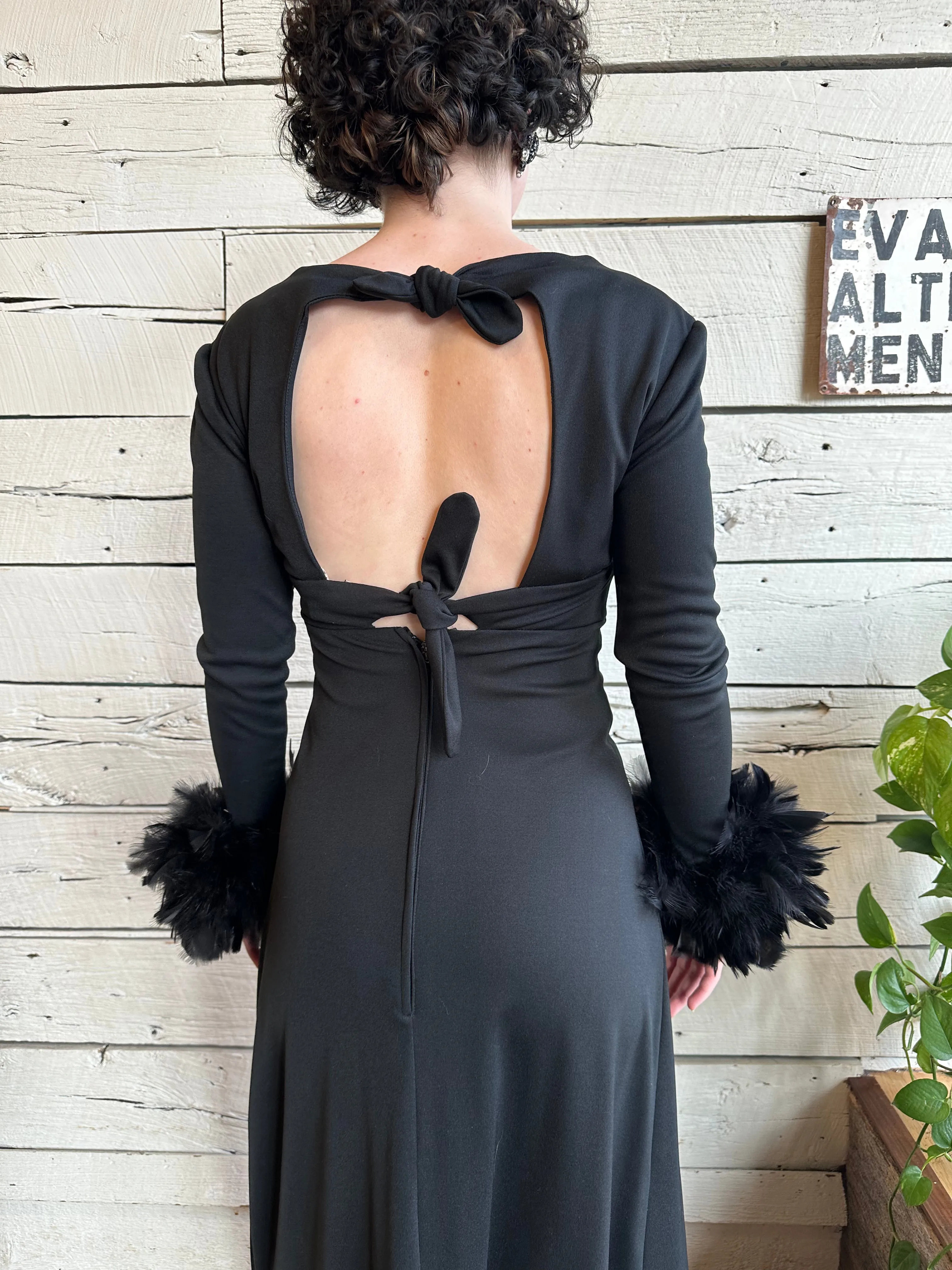 1970s feather cuff dress