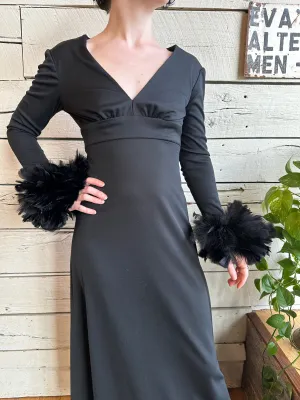 1970s feather cuff dress