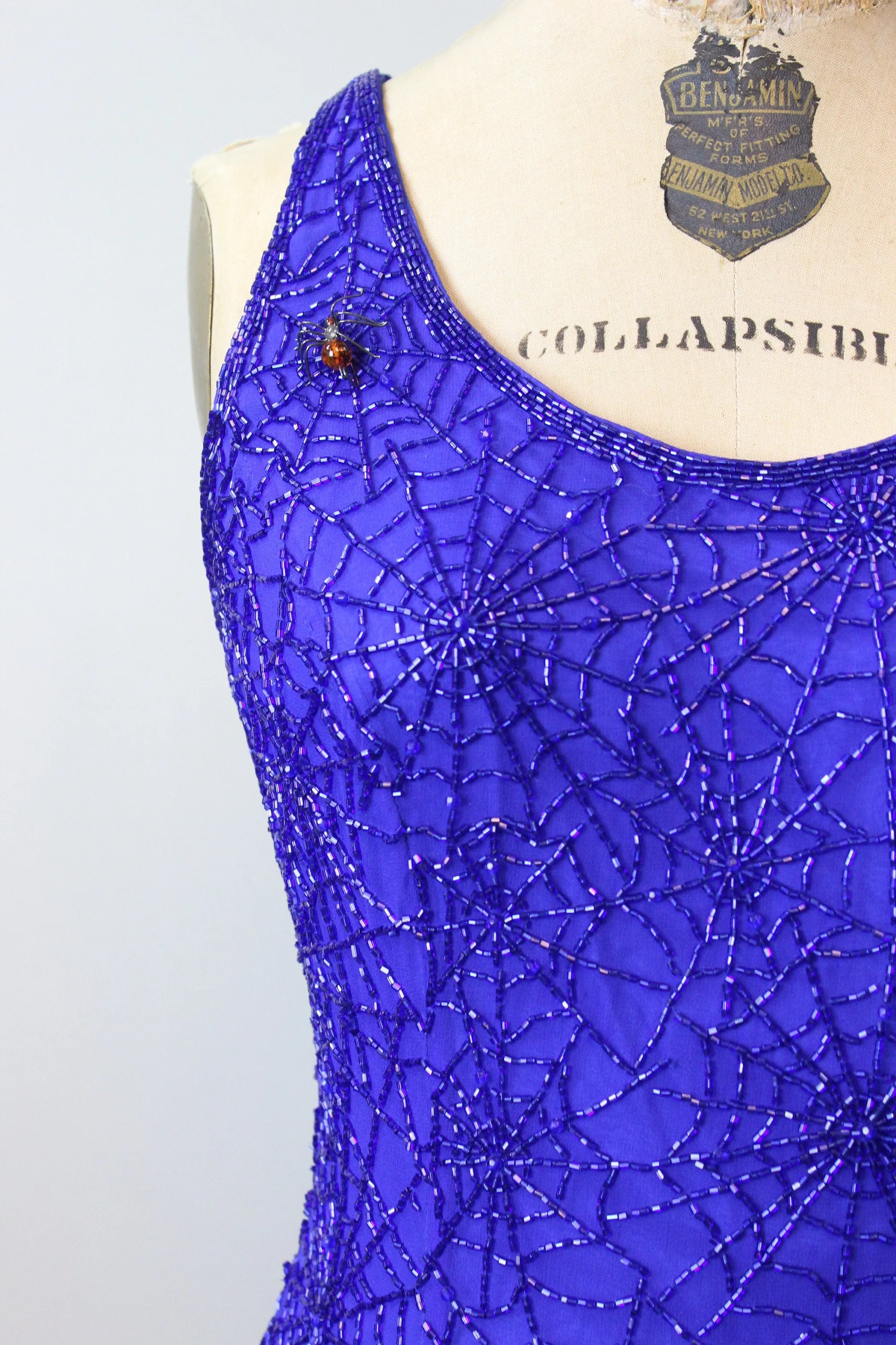 1990s OLEG CASSINI SPIDERWEB beaded dress xs | new fall