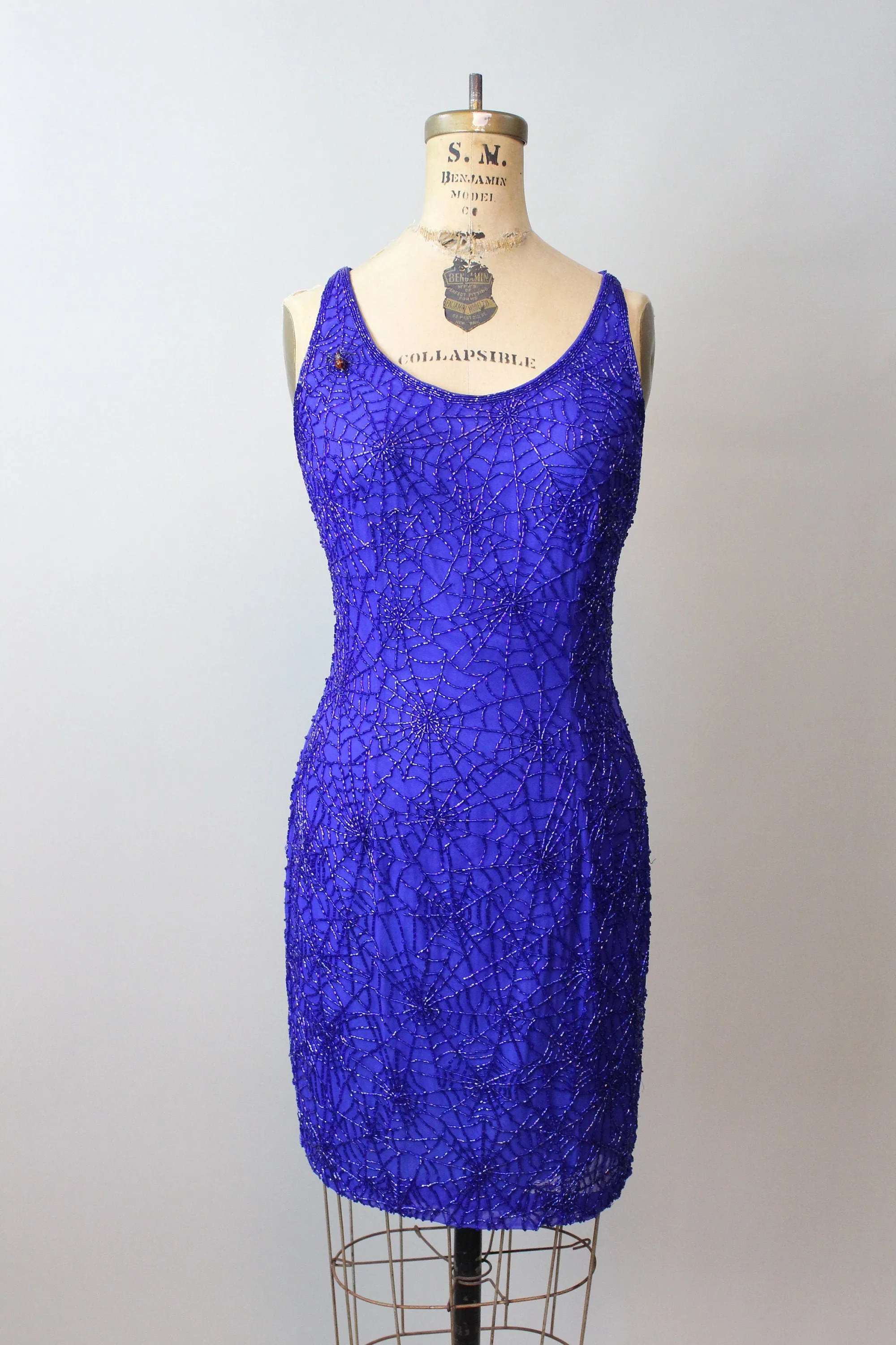 1990s OLEG CASSINI SPIDERWEB beaded dress xs | new fall