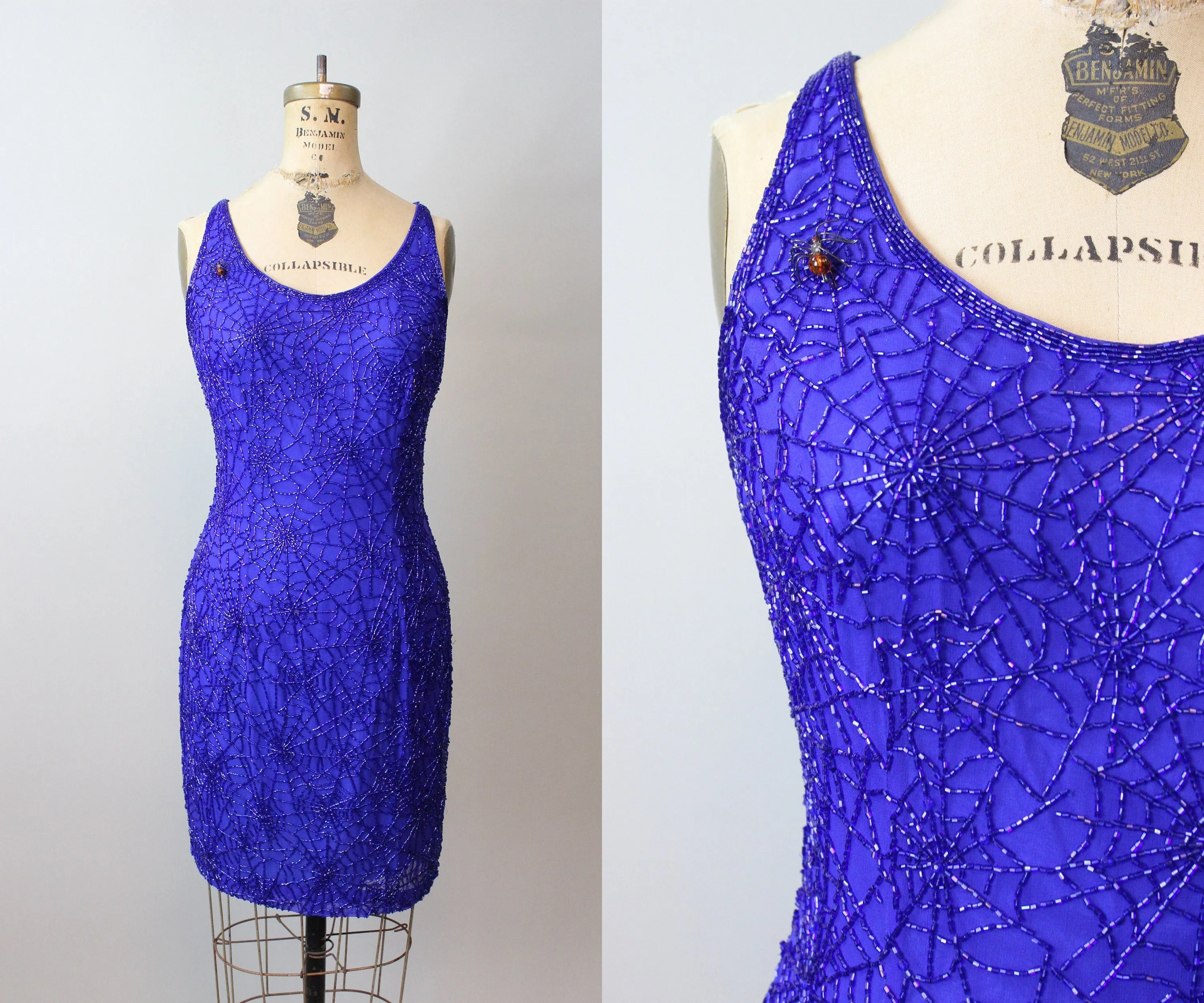 1990s OLEG CASSINI SPIDERWEB beaded dress xs | new fall
