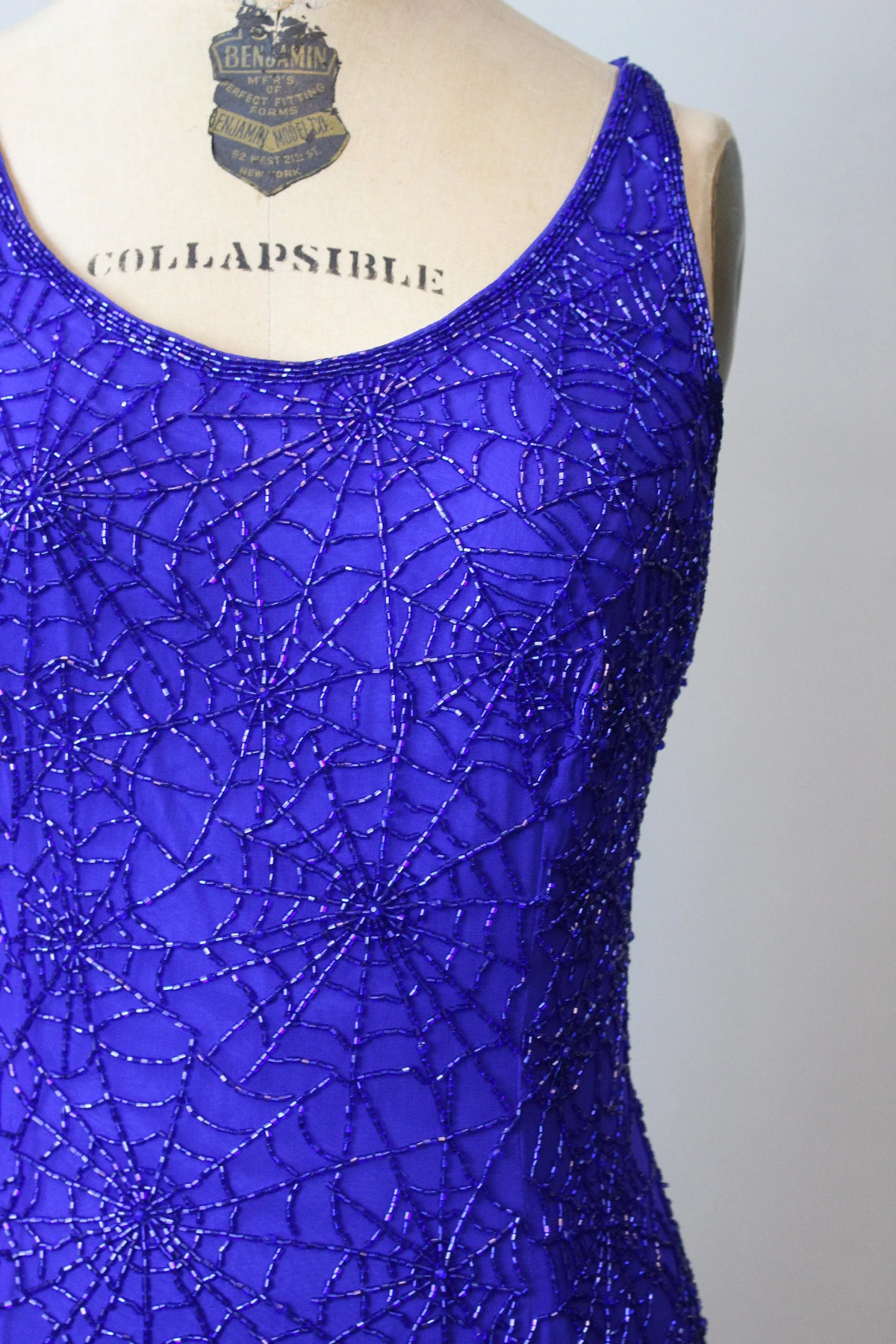 1990s OLEG CASSINI SPIDERWEB beaded dress xs | new fall