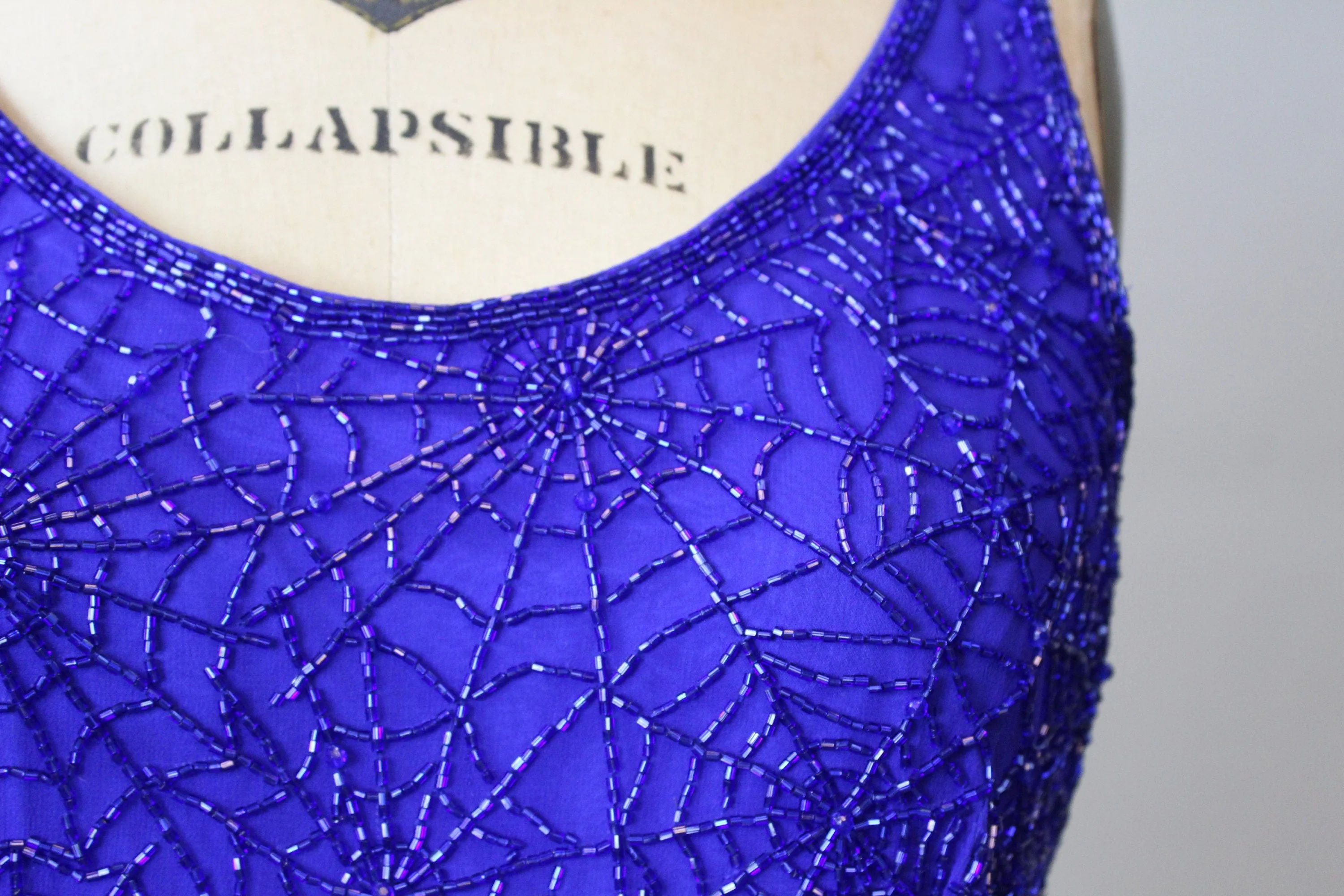 1990s OLEG CASSINI SPIDERWEB beaded dress xs | new fall
