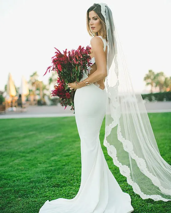 2019 Sexy Mermaid Wedding Dress Outdoors Backless Sleeveless Summer Bridal Gowns Cheap
