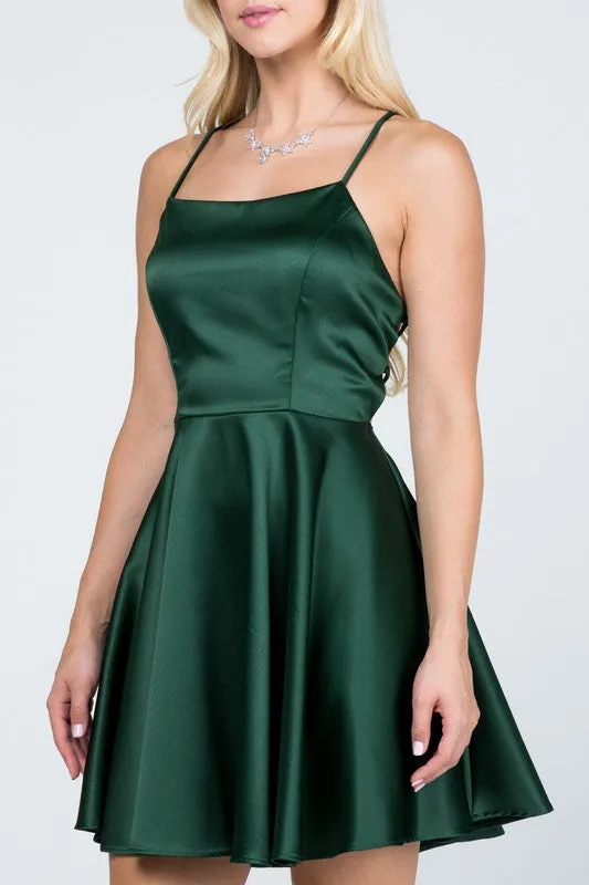 25713 Satin-like fit and flare dress