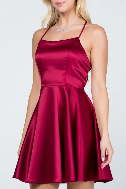 25713 Satin-like fit and flare dress