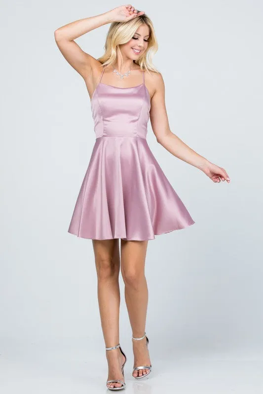 25713 Satin-like fit and flare dress