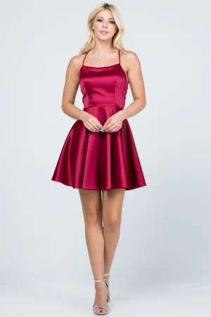 25713 Satin-like fit and flare dress