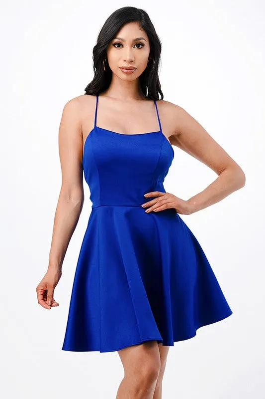 25713 Satin-like fit and flare dress