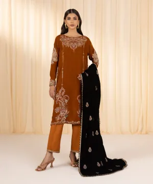 3 Piece - Embroidered Velvet Suit