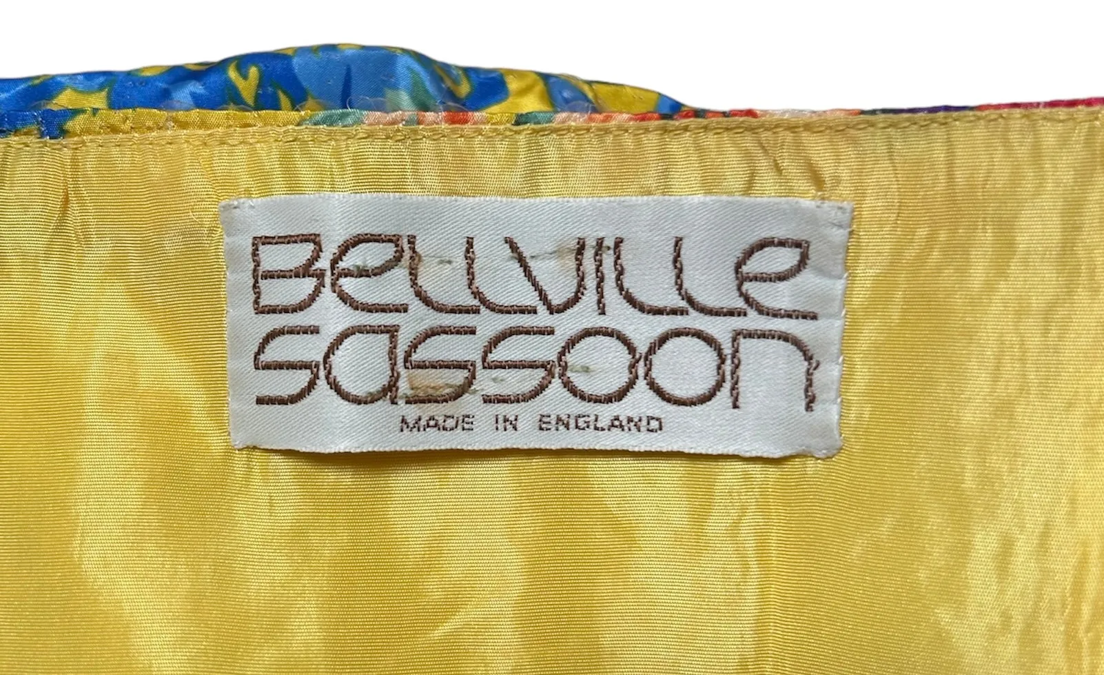 80s Bellville Sassoon Yellow Floral Silk & Sequined Cocktail Dress