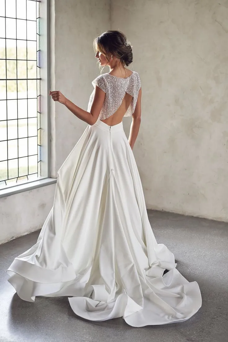 A-line 2 Piece Bridal Dresses with Sequin Beads Separates
