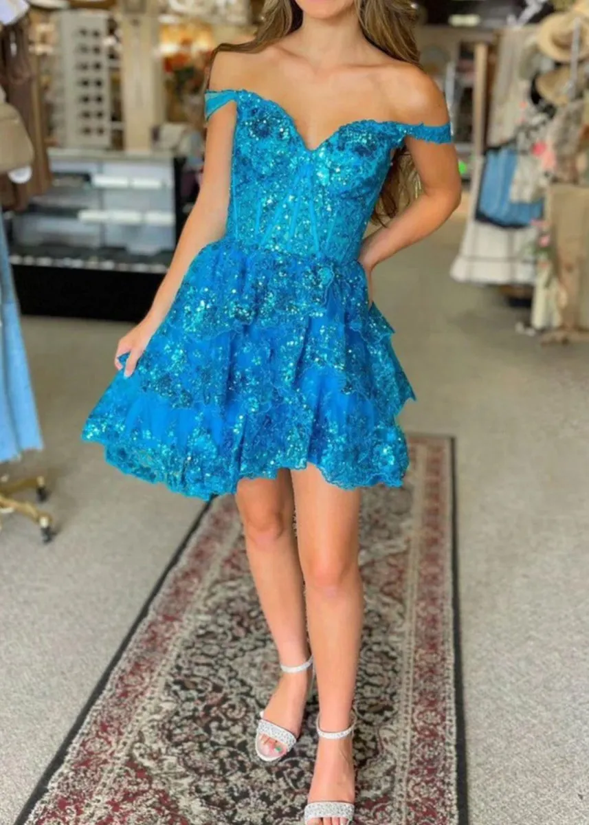 A-line Sweetheart Tie Short Homecoming Dresses
