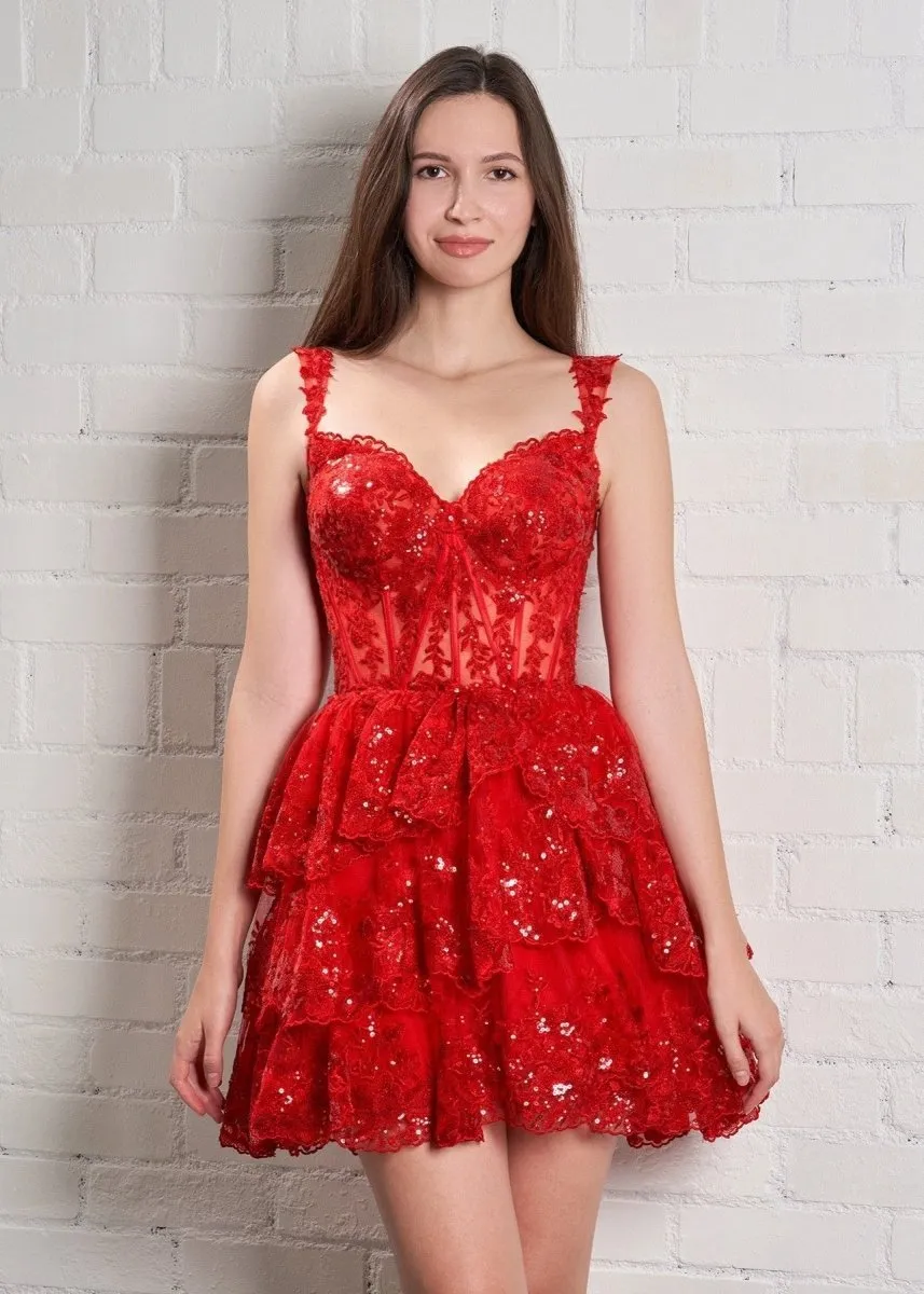 A-line Sweetheart Tie Short Homecoming Dresses