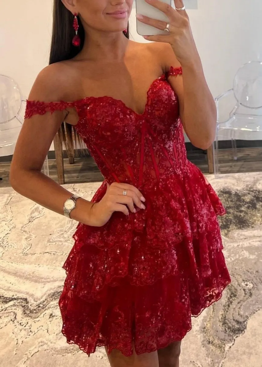 A-line Sweetheart Tie Short Homecoming Dresses