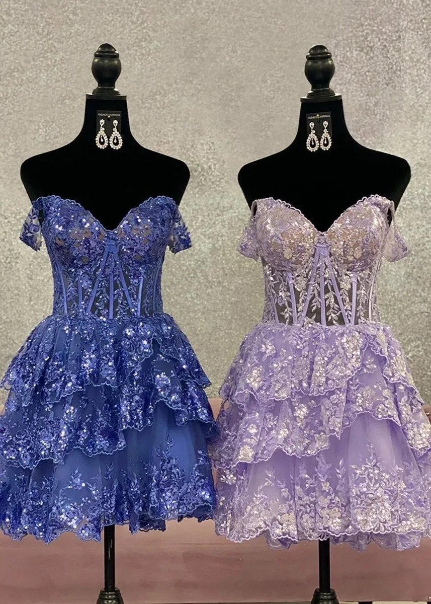 A-line Sweetheart Tie Short Homecoming Dresses
