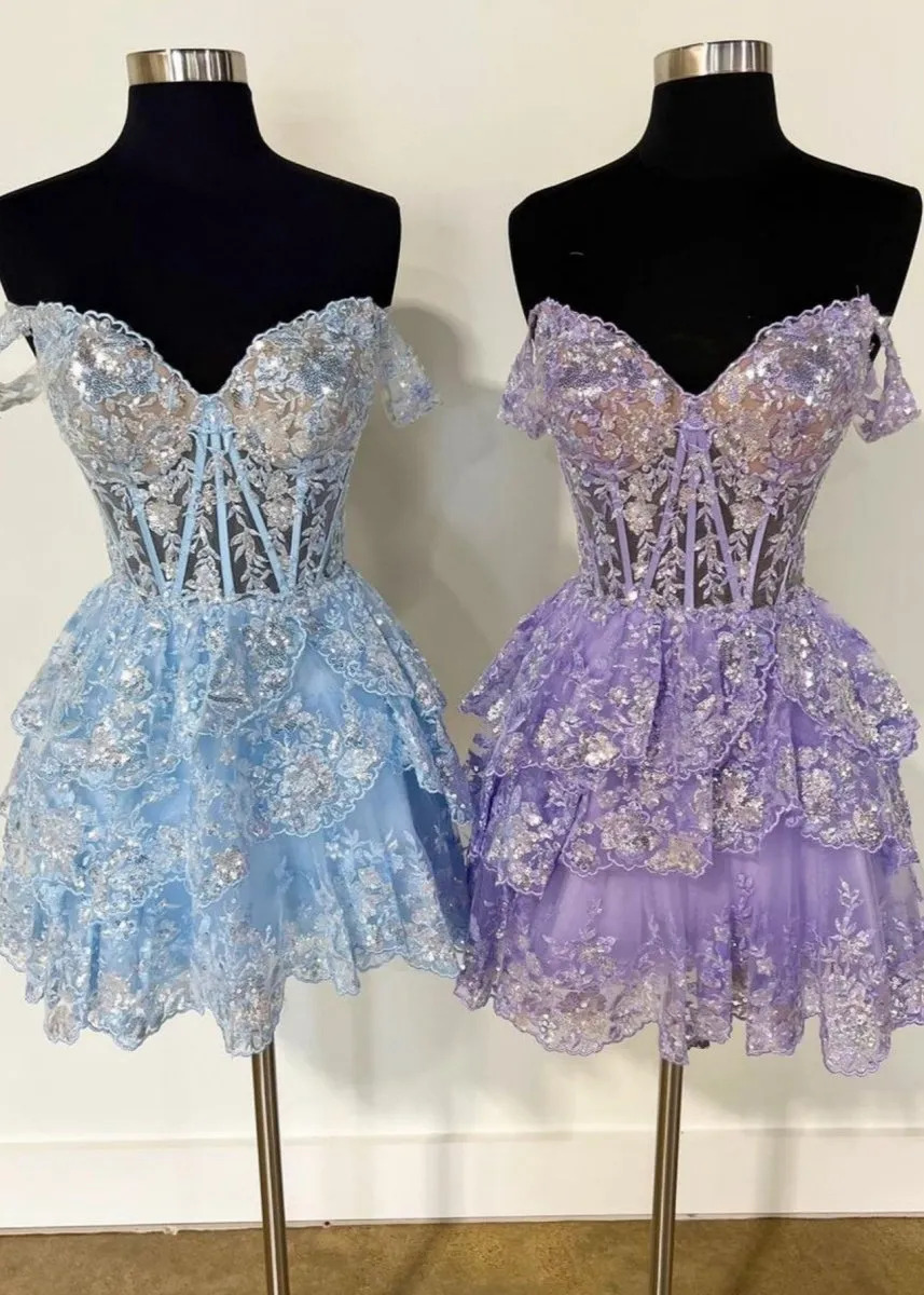 A-line Sweetheart Tie Short Homecoming Dresses