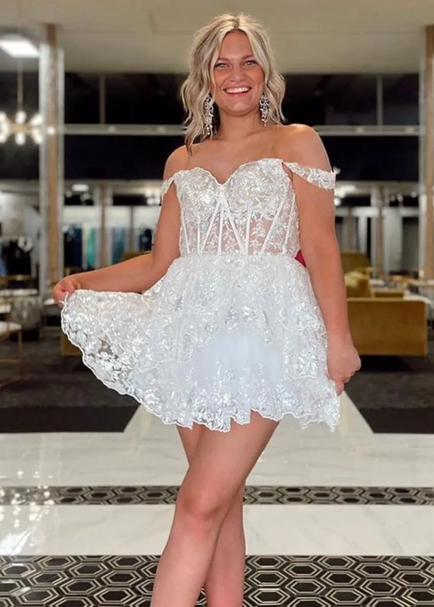 A-line Sweetheart Tie Short Homecoming Dresses