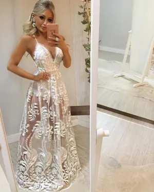 A Line White Prom Dresses Party Evening Gowns     fg3118