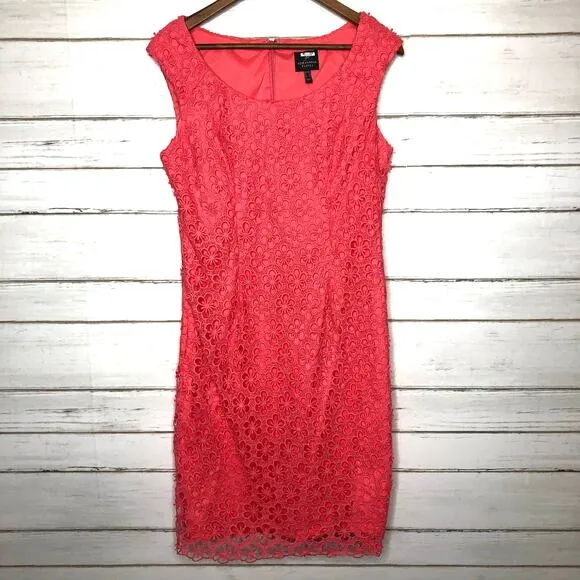 Adrianna Papell Pink Floral Lace Sheath Dress Size 12