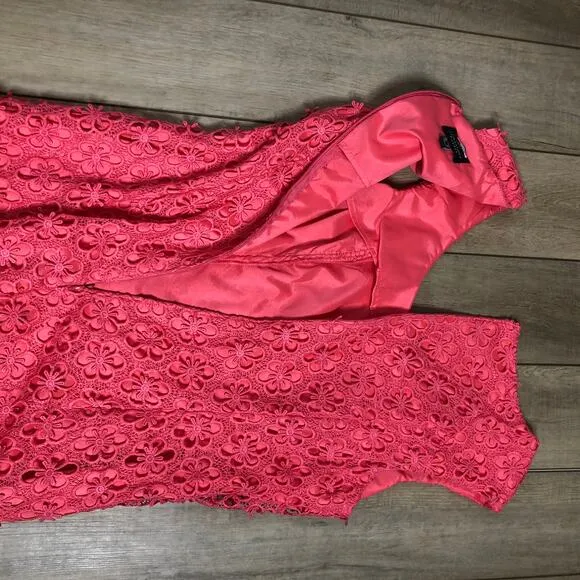 Adrianna Papell Pink Floral Lace Sheath Dress Size 12