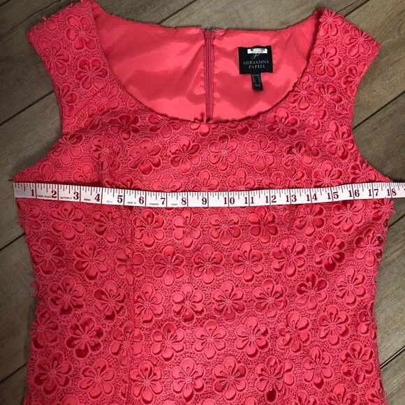 Adrianna Papell Pink Floral Lace Sheath Dress Size 12