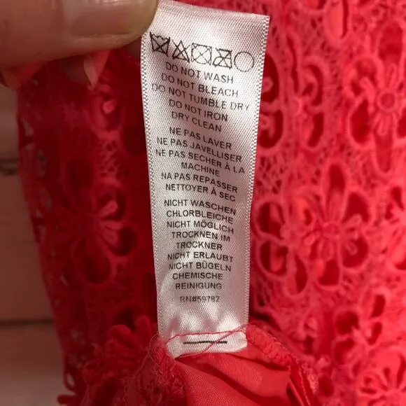 Adrianna Papell Pink Floral Lace Sheath Dress Size 12