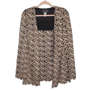 ALEX EVENINGS Womens Plus Size 2X Gold Black Sequins Jacket Tank Set Round Neck