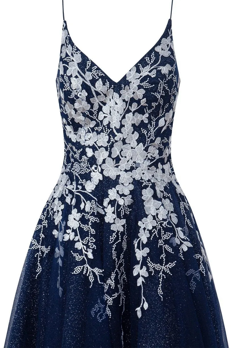 Aline Short Glitter Tulle Homecoming Dresses with Appliques