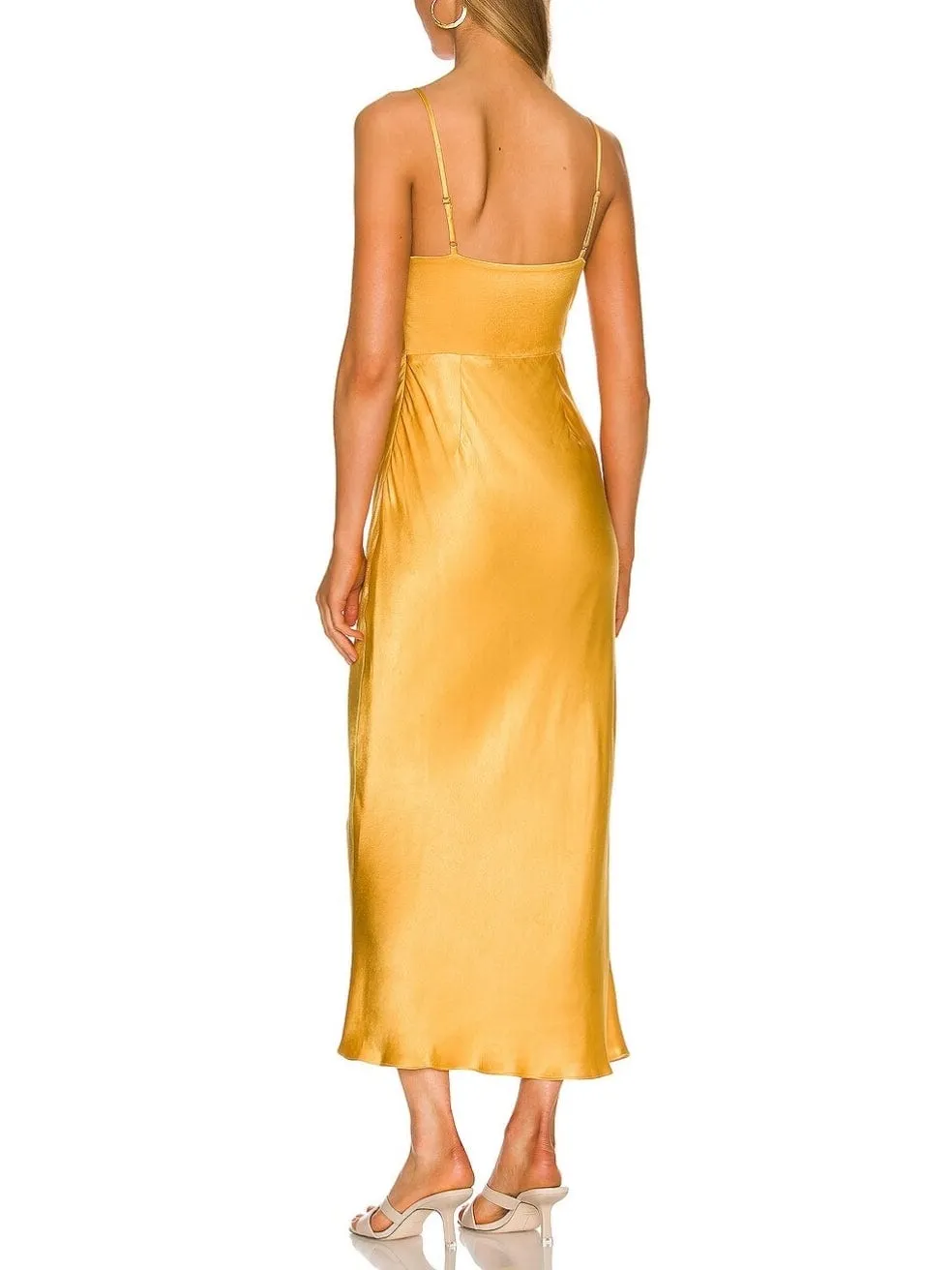 Alma Lace Up Midi Dress in Saffron