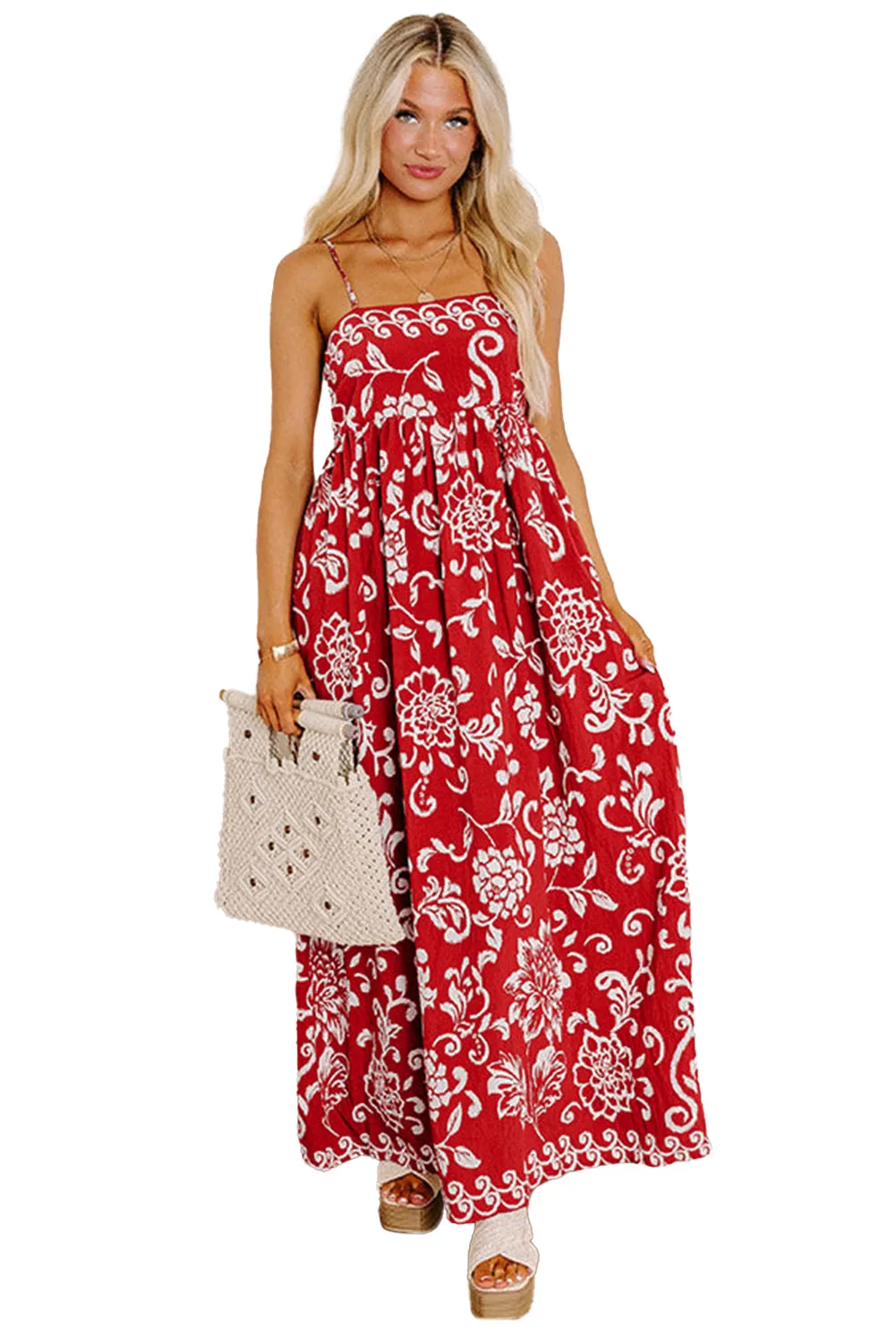 Amelia,  Spaghetti Strap Empire Waist Maxi Dress