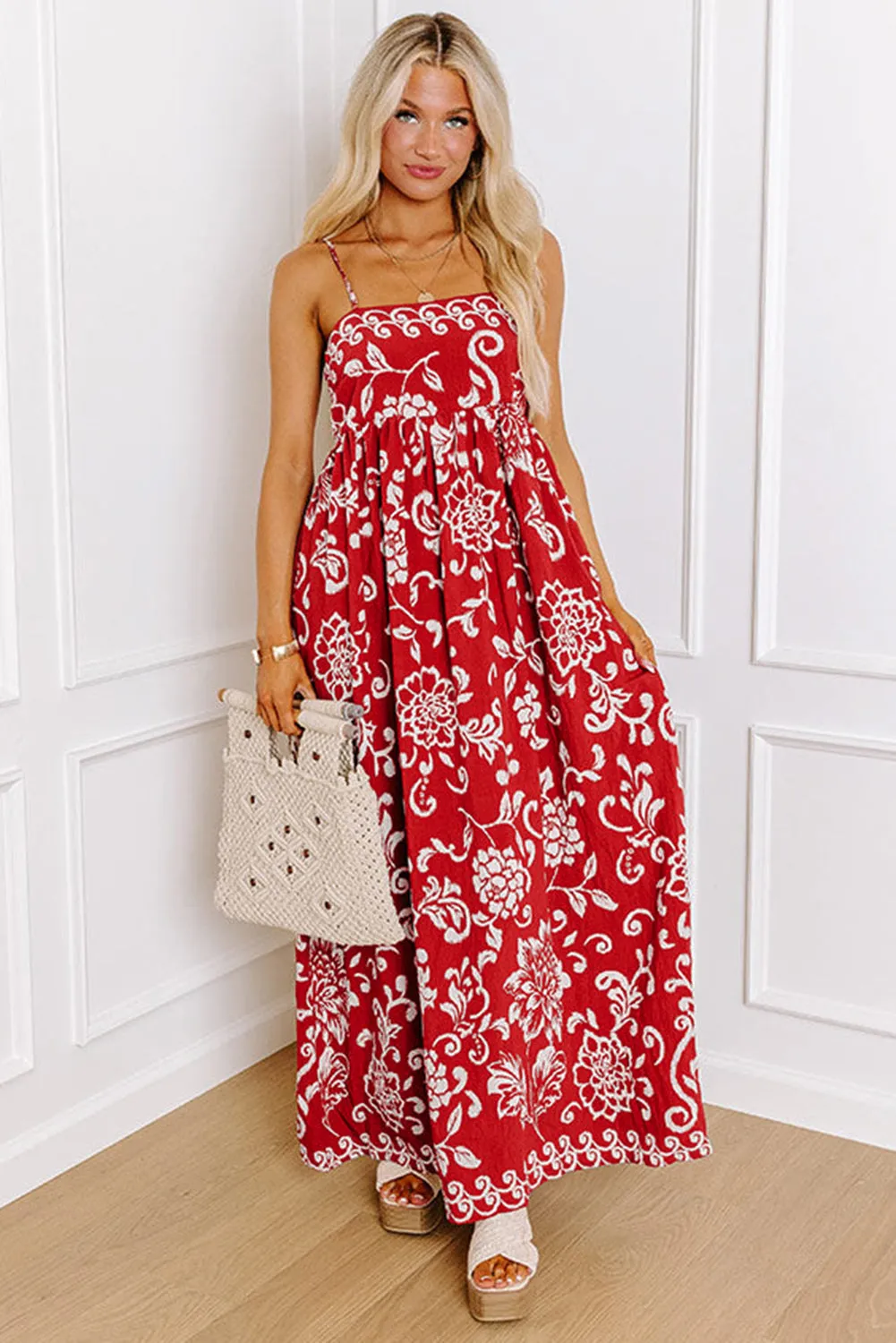Amelia,  Spaghetti Strap Empire Waist Maxi Dress