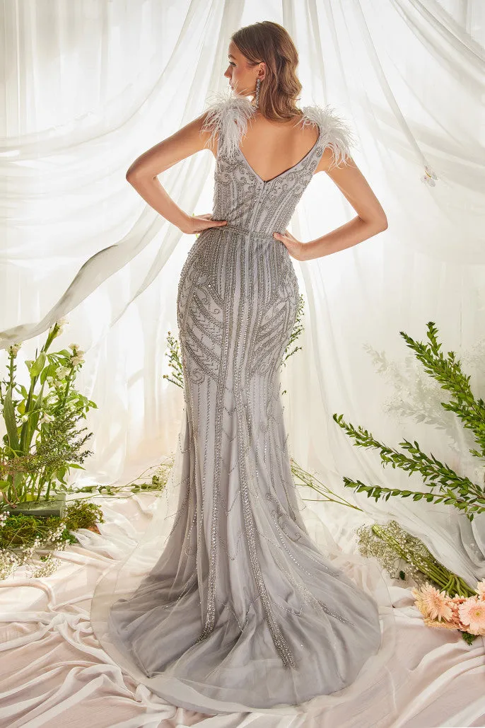 ANDREA & LEO A1094 PORTIA FEATHER GOWN