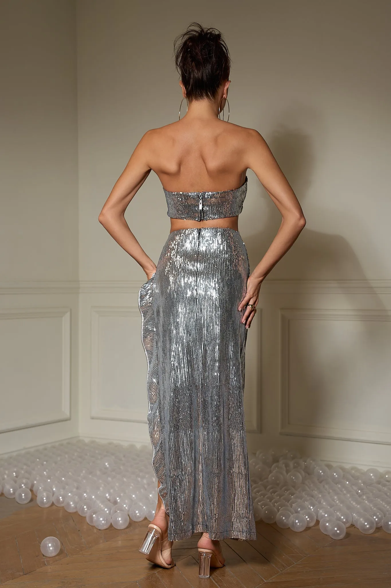 Aspen High Low Sequin Dress Set