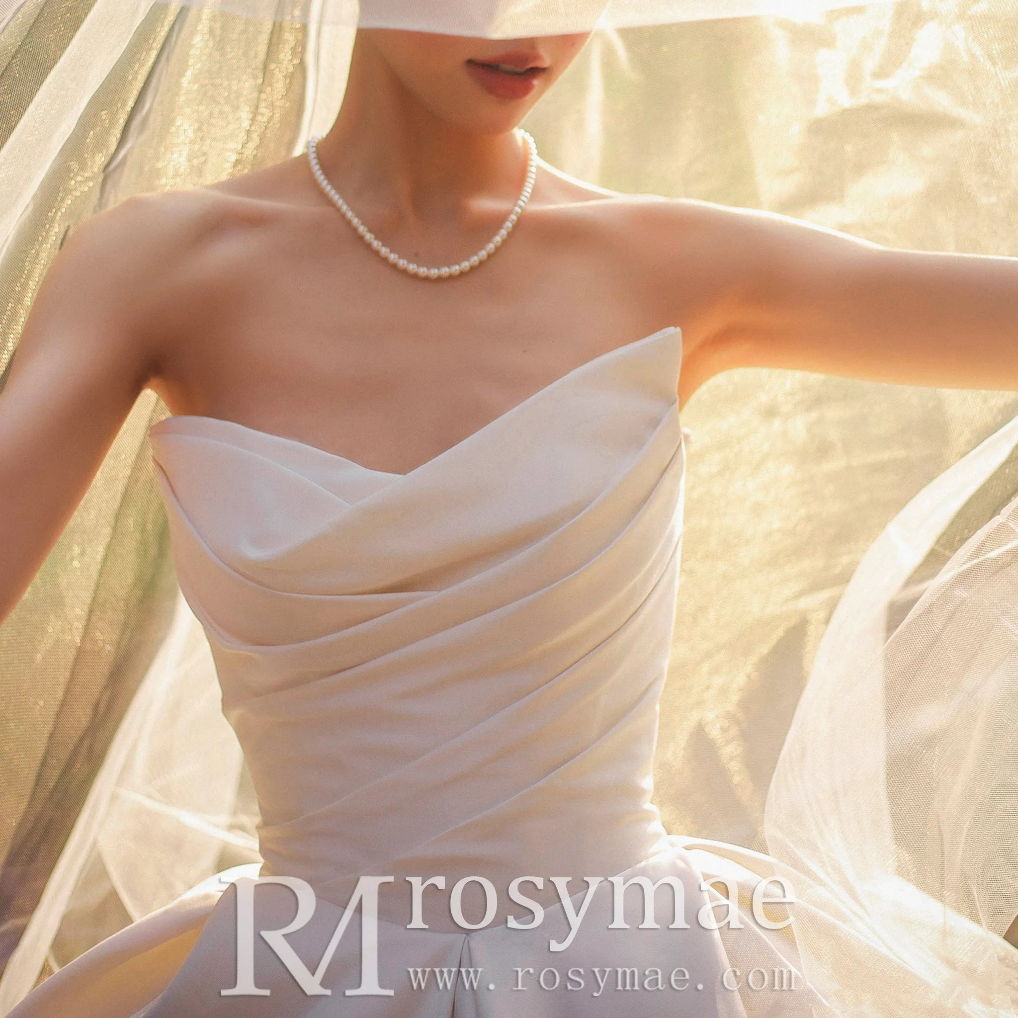 Asymmetrical Ball Gown Satin Wedding Dress with Ruched
