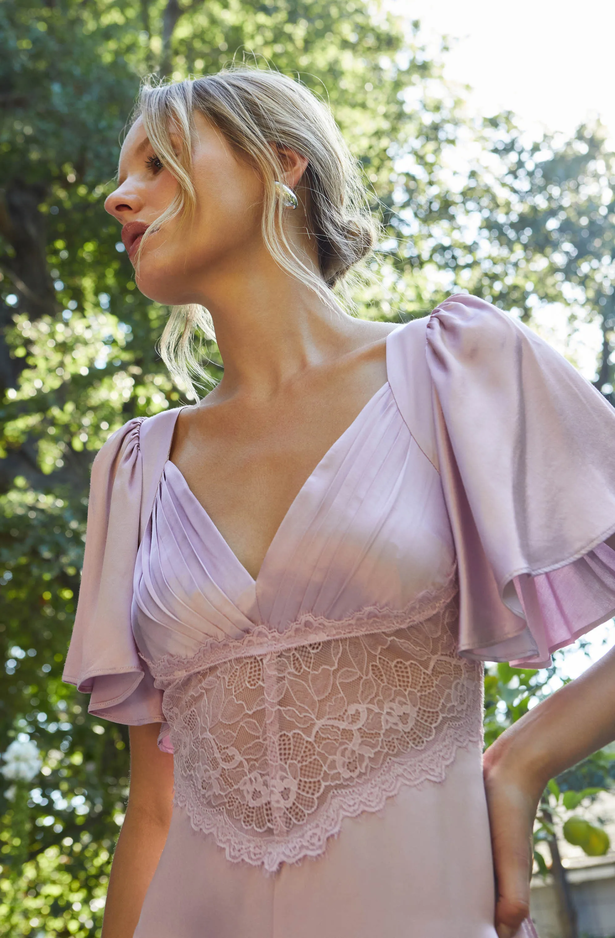Aurelia Satin V-Neck Midi Dress