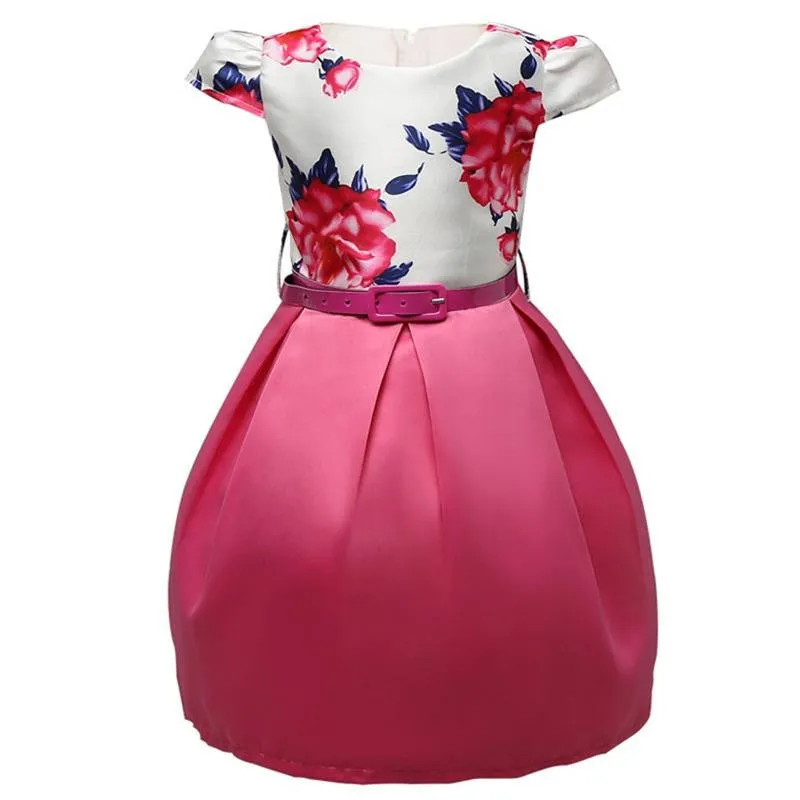 Baby Kids Clothes Princess Party Dresses For Girls Kids Flower Printed Dresses Size 8 Girls Formal Dress