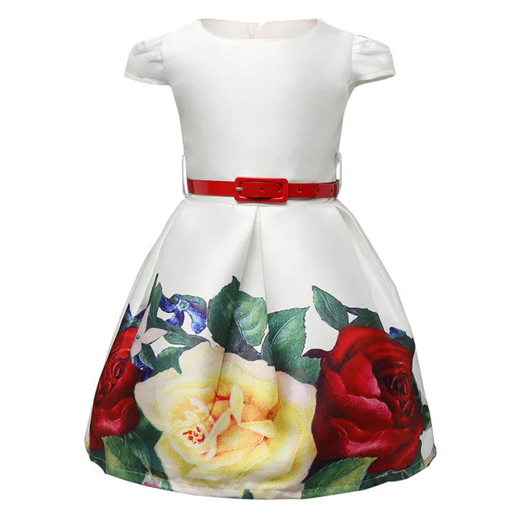 Baby Kids Clothes Princess Party Dresses For Girls Kids Flower Printed Dresses Size 8 Girls Formal Dress