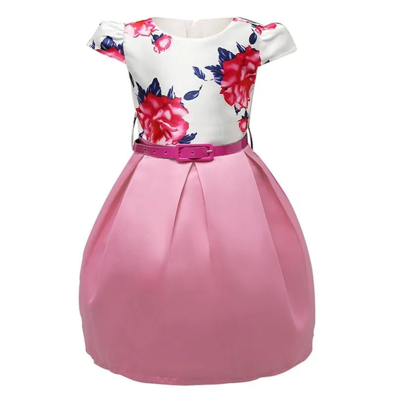 Baby Kids Clothes Princess Party Dresses For Girls Kids Flower Printed Dresses Size 8 Girls Formal Dress