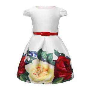 Baby Kids Clothes Princess Party Dresses For Girls Kids Flower Printed Dresses Size 8 Girls Formal Dress